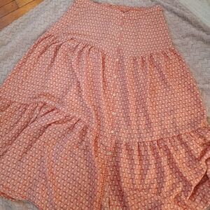 Max Studio Coral Patterned A-Line Skirt